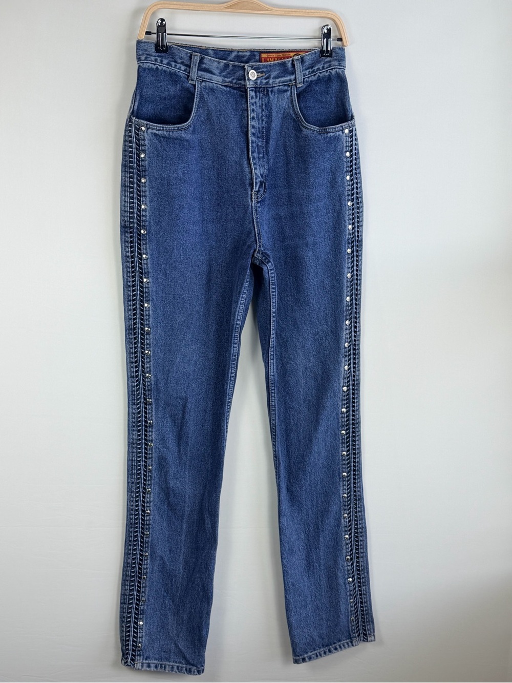 Lawman Western Women’s 9/10 Relaxed Fit Studded Embellished Jeans Blue